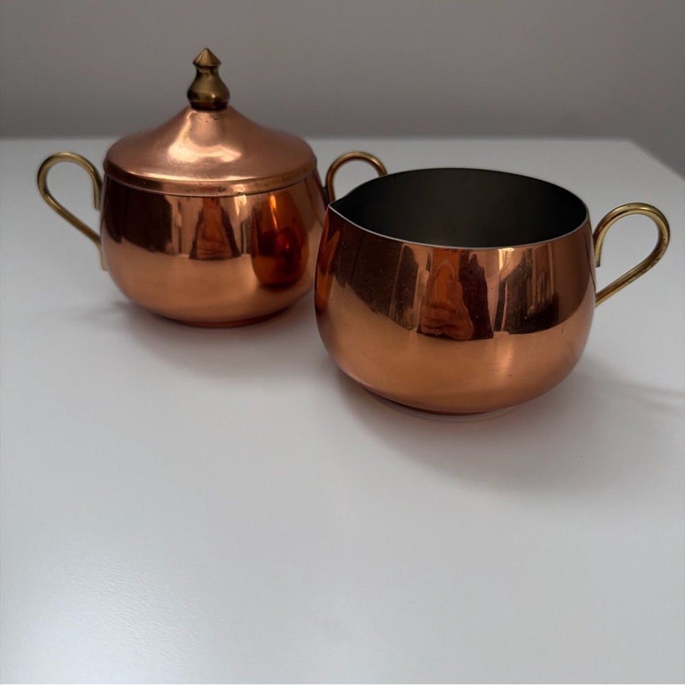 ⚡️SALE Copper and Brass Sugar Bowl and Creamer Set